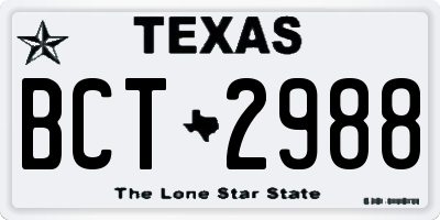 TX license plate BCT2988