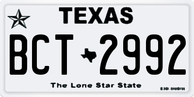 TX license plate BCT2992