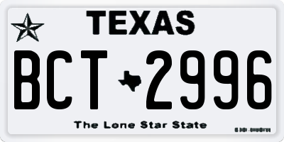 TX license plate BCT2996