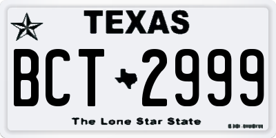 TX license plate BCT2999