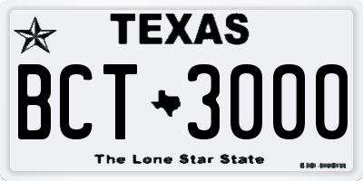 TX license plate BCT3000
