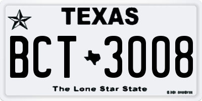 TX license plate BCT3008