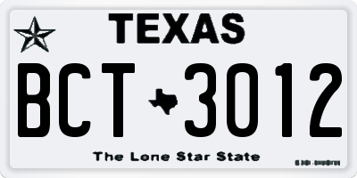 TX license plate BCT3012