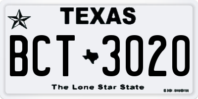 TX license plate BCT3020