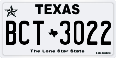 TX license plate BCT3022
