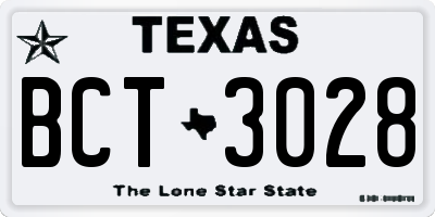 TX license plate BCT3028