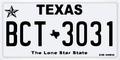 TX license plate BCT3031