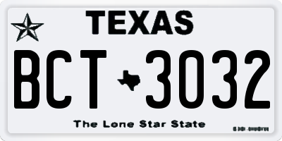 TX license plate BCT3032