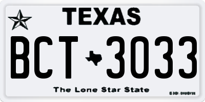 TX license plate BCT3033