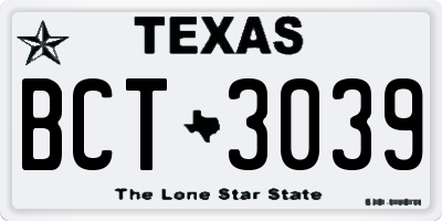 TX license plate BCT3039