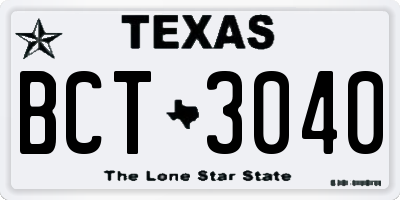 TX license plate BCT3040