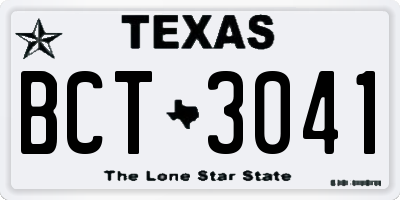 TX license plate BCT3041