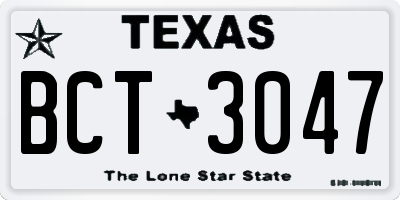 TX license plate BCT3047