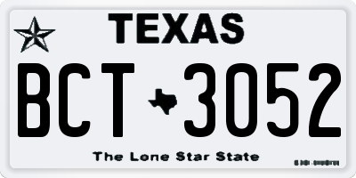 TX license plate BCT3052