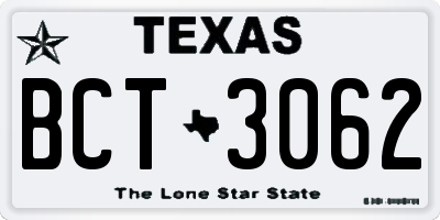 TX license plate BCT3062