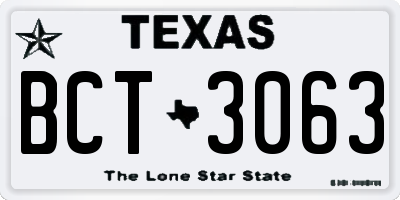 TX license plate BCT3063