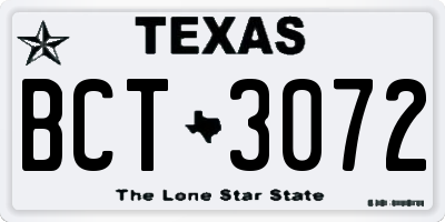 TX license plate BCT3072