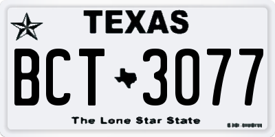 TX license plate BCT3077