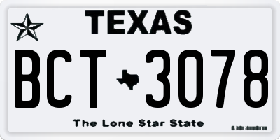 TX license plate BCT3078