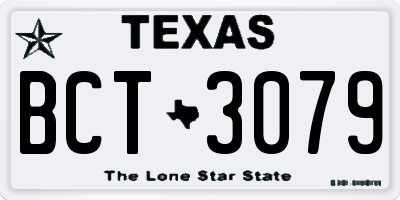 TX license plate BCT3079
