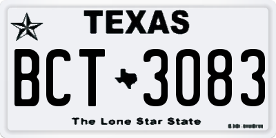 TX license plate BCT3083