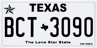 TX license plate BCT3090