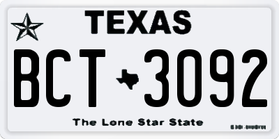 TX license plate BCT3092
