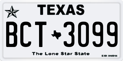 TX license plate BCT3099