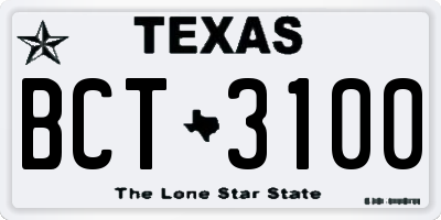 TX license plate BCT3100