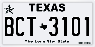 TX license plate BCT3101