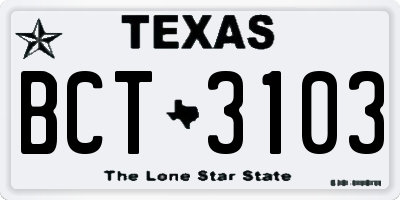 TX license plate BCT3103