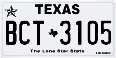 TX license plate BCT3105