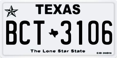 TX license plate BCT3106