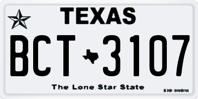 TX license plate BCT3107