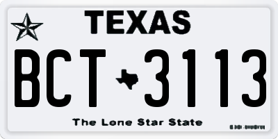 TX license plate BCT3113