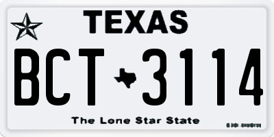 TX license plate BCT3114