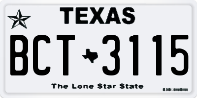 TX license plate BCT3115