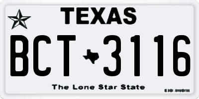 TX license plate BCT3116