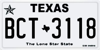 TX license plate BCT3118