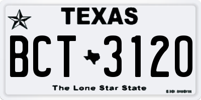 TX license plate BCT3120