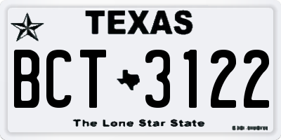 TX license plate BCT3122