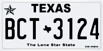TX license plate BCT3124