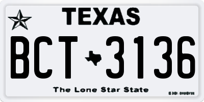 TX license plate BCT3136