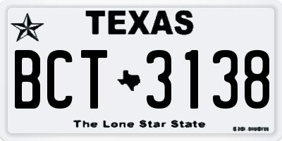 TX license plate BCT3138