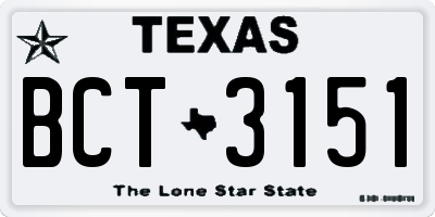 TX license plate BCT3151