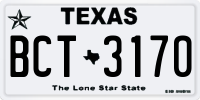 TX license plate BCT3170