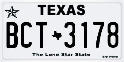 TX license plate BCT3178