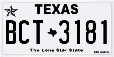 TX license plate BCT3181