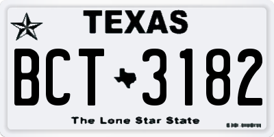 TX license plate BCT3182