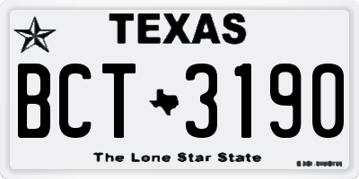 TX license plate BCT3190